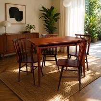 Conjunto de Mesa Portugal 110x80 com 4 Cadeiras Imbuia JM Móveis Conjunto de Mesa Portugal 110x80 com 4 Cadeiras Imbuia JM Móveis