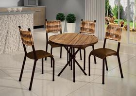 Conjunto de Mesa Quadrada Tampo de Madeira 4 Cadeiras França