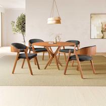 Conjunto de Mesa Redonda 120 cm com 4 Cadeiras Gaia Marrom/Preto