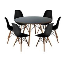 Conjunto de Mesa Redonda Eames 120cm Preto + 6 Cadeiras Eiffel Dsw Preto