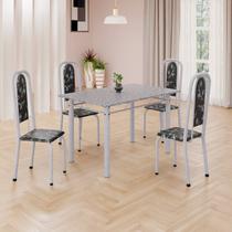 Conjunto de Mesa Retangular 120x75cm Tampo Granito Ocre 4 Cadeiras Lavínea