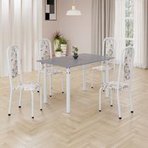 Conjunto de Mesa Retangular 120x75cm Tampo Granito Ocre 4 Cadeiras Lavínea