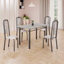 Conjunto de Mesa Retangular 120x75cm Tampo Granito Topázio 4 Cadeiras Lavínea