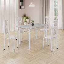 Conjunto de Mesa Retangular 120x75cm Tampo Granito Topázio 4 Cadeiras Lavínea