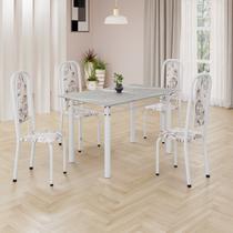 Conjunto de Mesa Retangular 120x75cm Tampo Granito Topázio 4 Cadeiras Lavínea