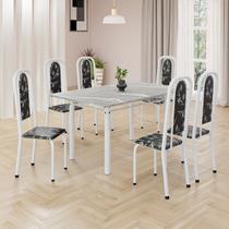 Conjunto de Mesa Retangular 140x75cm Tampo Granito Topázio 6 Cadeiras Lavínea