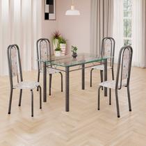 Conjunto de Mesa Retangular a 120x75cm Tampo de Vidro 4 Cadeiras Lavínea Conjunto de Mesa Retangular a 120x75cm Tampo de Vidro 4 Cadeiras Lavínea