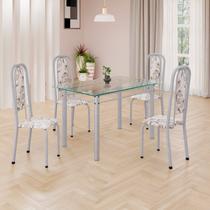 Conjunto de Mesa Retangular a 120x75cm Tampo de Vidro 4 Cadeiras Lavínea Conjunto de Mesa Retangular a 120x75cm Tampo de Vidro 4 Cadeiras Lavínea