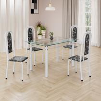 Conjunto de Mesa Retangular a 120x75cm Tampo de Vidro 4 Cadeiras Lavínea Conjunto de Mesa Retangular a 120x75cm Tampo de Vidro 4 Cadeiras Lavínea
