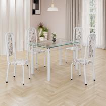 Conjunto de Mesa Retangular a 120x75cm Tampo de Vidro 4 Cadeiras Lavínea Conjunto de Mesa Retangular a 120x75cm Tampo de Vidro 4 Cadeiras Lavínea
