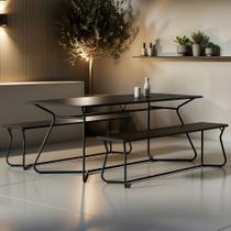 Conjunto de Mesa Retangular com 2 Bancos Retrô Para Área Gourmet 180X90cm Varetas Conjunto de Mesa Retangular com 2 Bancos Retrô Para Área Gourmet 180X90cm Varetas