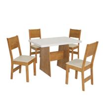 Conjunto de Mesa retangular com 4 Cadeiras Arezzo São Carlos Freijó/Off White