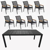 Conjunto de Mesa Retangular de Alumínio com 8 Cadeiras para Praia, Jardim e Piscina Conjunto de Mesa Retangular de Alumínio com 8 Cadeiras para Praia, Jardim e Piscina