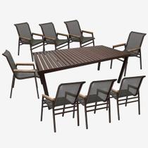Conjunto de Mesa Retangular de Alumínio com 8 Cadeiras para Praia, Jardim e Piscina