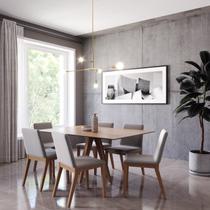 Conjunto de Mesa Retangular Lamina 160x90cm com 6 Cadeiras Barcelona Off White/Castanho