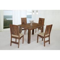 Conjunto De Mesa Retangular Mariah Com 04 Cadeiras Bronze Demolição Tecido Asgard Bege