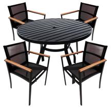 Conjunto de Mesa Ripada 1,20m + 4 Cadeiras Amélia Área Jantar Piscina Jardim Conjunto de Mesa Ripada 1,20m + 4 Cadeiras Amélia Área Jantar Piscina Jardim