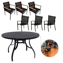 Conjunto de Mesa Ripada 1,30m com 6 Cadeiras Amélia para Área Externa e Interna