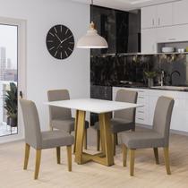 Conjunto de Mesa Sala de Jantar 1,20 Athenas com 4 Cadeiras New York Carvalho / Branco ( Sem Vidro ) - Dobuê