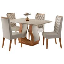 Conjunto de Mesa Sala de Jantar 1,20m 4 Cadeiras Veneto Madeirado / Cinza Veludo Viero