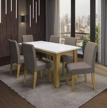 Conjunto de Mesa Sala de Jantar 1,60 Miami com 6 Cadeiras New York Carvalho / Branco Off ( Sem Vidro )