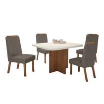 Conjunto de Mesa Sala de Jantar 4 Cadeiras 0,90m Exclusive Luxo Amêndoa / Marrom - BOM PASTOR