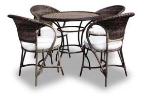 Conjunto de Mesa Sala de Jantar 4 Cadeiras Fibra Sintética Jardim Café Fibra Sintética Varanda Fibras
