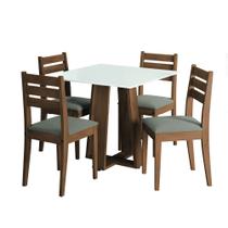 Conjunto de Mesa Sala de Jantar Athenas Quadrada 0,90m 4 Cadeiras Dakar Cedro / Off White / Mascavo