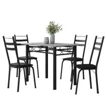 Conjunto De Mesa Sala De Jantar Com 4 Cadeiras Leia Tubular Granito 1,20m Artefamol Preto Conjunto De Mesa Sala De Jantar Com 4 Cadeiras Leia Tubular Granito 1,20m Artefamol Preto