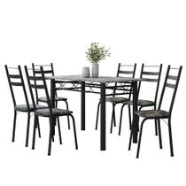Conjunto De Mesa Sala de Jantar Leia Com 6 Cadeiras Tubular Granito 1,40m Artefamol Conjunto De Mesa Sala de Jantar Leia Com 6 Cadeiras Tubular Granito 1,40m Artefamol