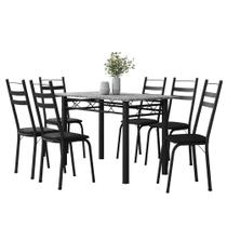 Conjunto De Mesa Sala de Jantar Leia Com 6 Cadeiras Tubular Granito 1,40m Artefamol Conjunto De Mesa Sala de Jantar Leia Com 6 Cadeiras Tubular Granito 1,40m Artefamol