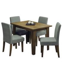Conjunto de Mesa Sala de Jantar Miami com 4 Cadeiras Trieste Suede 1,20m Cedro / Mascavo Dobuê - DOBUE