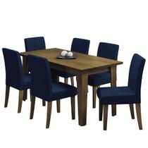 Conjunto de Mesa Sala de Jantar Miami com 6 Cadeiras Trieste Suede 1,60m Cedro / Chumbo Dobuê