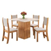 Conjunto de Mesa Sala de Jantar Quadrada 0,90m 4 Cadeiras Lord Madeirado Veludo Viero