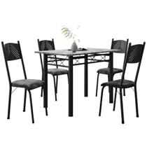 Conjunto De Mesa Sala de Jantar Sara Com 4 Cadeiras Tubular Granito 1,20m Artefamol