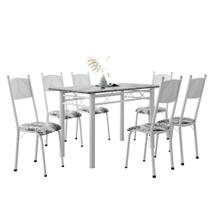 Conjunto De Mesa Sala De Jantar Sara Com 6 Cadeiras