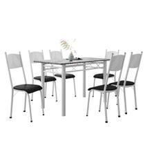 Conjunto De Mesa Sala De Jantar Sara Com 6 Cadeiras Tubular