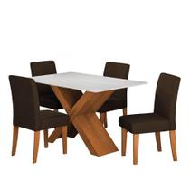 Conjunto De Mesa Sala De Jantar Tampo Com Vidro 1,36m Grécia 4 Cadeiras Trieste Dobuê Madeirado/chocolate Conjunto De Mesa Sala De Jantar Tampo Com Vidro 1,36m Grécia 4 Cadeiras Trieste Dobuê Madeirado/chocolate