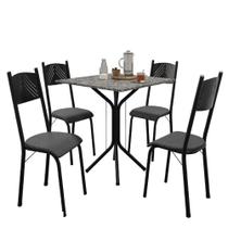 Conjunto De Mesa Sala De Jantar Thais Com 4 Cadeiras Granito Tubular Artefamol Preto/platina Conjunto De Mesa Sala De Jantar Thais Com 4 Cadeiras Granito Tubular Artefamol Preto/platina