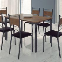 Conjunto de Mesa Seul 135x80cm com 6 Cadeiras Oslo em Tubo de Aço e Tampo de MDF Tubform