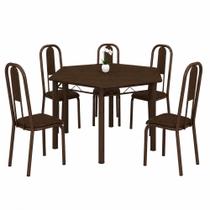 Conjunto de mesa Sextavado Teixeira em aço 6 cadeiras Madri pedra de ardosia pintado Marrom Martelado Conjunto de mesa Sextavado Teixeira em aço 6 cadeiras Madri pedra de ardosia pintado Marrom Martelado