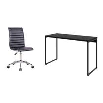 Conjunto de Mesa Studio 120 cm com Cadeira de Escritório Secretária Giratória Marilyn Preta