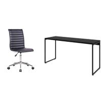 Conjunto de Mesa Studio 150 cm com Cadeira de Escritório Secretária Giratória Marilyn Preta Conjunto de Mesa Studio 150 cm com Cadeira de Escritório Secretária Giratória Marilyn Preta