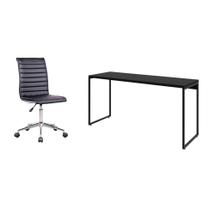 Conjunto de Mesa Studio 150 cm com Cadeira de Escritório Secretária Giratória Marilyn Preta