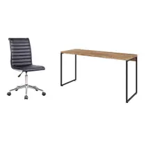 Conjunto de Mesa Studio Carvalho 150 cm com Cadeira de Escritório Secretária Giratória Marilyn Preta Conjunto de Mesa Studio Carvalho 150 cm com Cadeira de Escritório Secretária Giratória Marilyn Preta