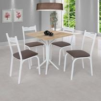 Conjunto de Mesa Tampo 68cm com 4 Cadeiras Ana Branco/Marrom Conjunto de Mesa Tampo 68cm com 4 Cadeiras Ana Branco/Marrom