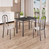Conjunto de Mesa Tampo Ardósia Indiano com 4 Cadeiras Lívia