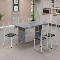 Conjunto de Mesa Tampo de Granito Ocre com 6 Cadeiras Lorena Yescasa Branco/Preto Floral Conjunto de Mesa Tampo de Granito Ocre com 6 Cadeiras Lorena Yescasa Branco/Preto Floral