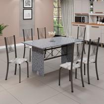 Conjunto de Mesa Tampo de Granito Ocre com 6 Cadeiras Lorena Yescasa