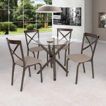 Conjunto de Mesa Tampo em Vidro com 4 Cadeiras Karina Conjunto de Mesa Tampo em Vidro com 4 Cadeiras Karina